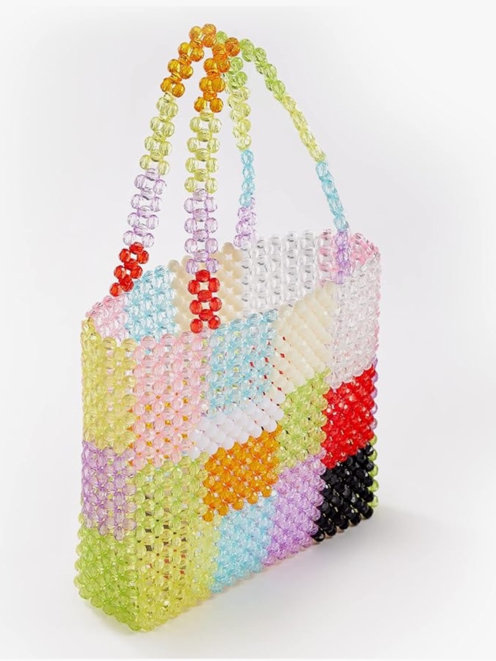 Handmade Rainbow Beaded Tote Bag - Multicolor - Picture 2 of 5